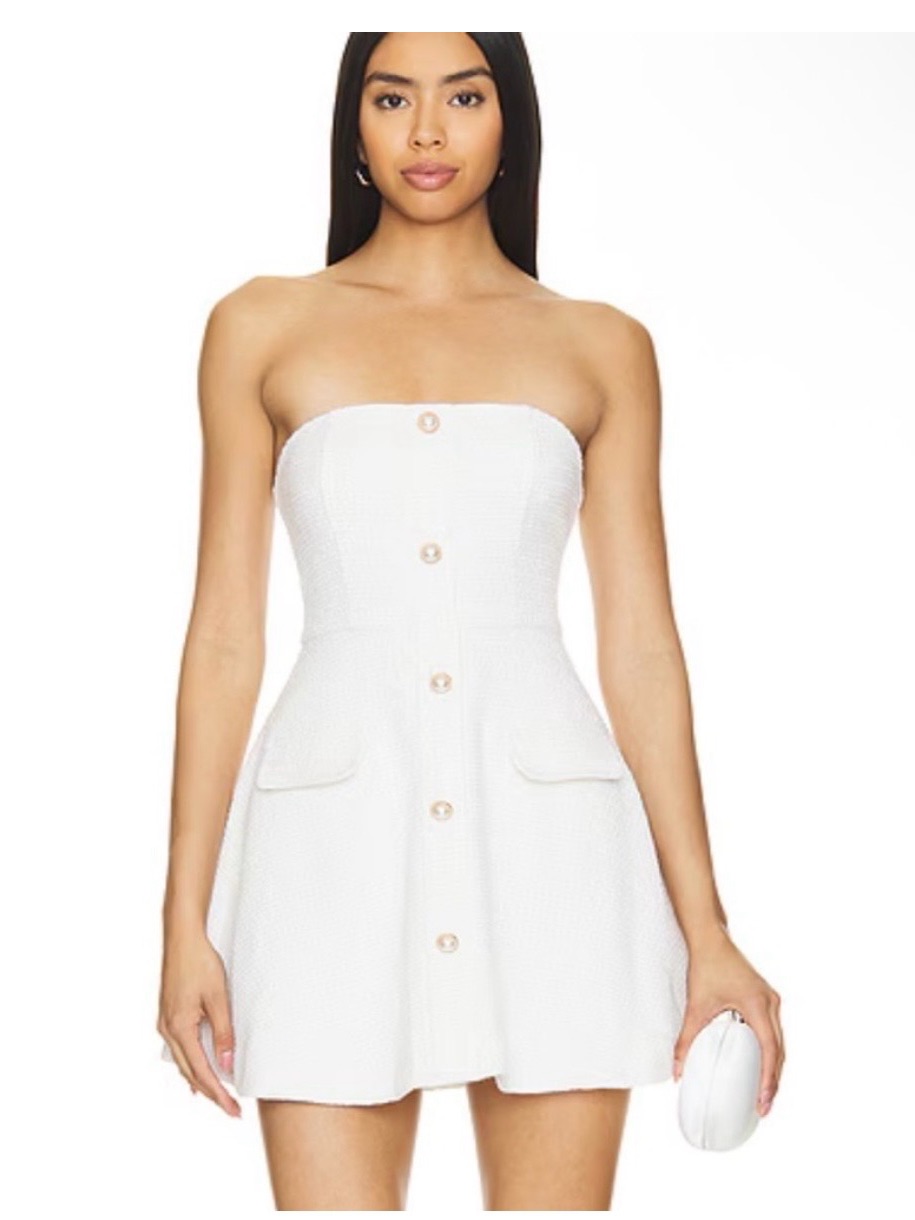 More To Come Strapless Tweed Mini Dress Nwt
